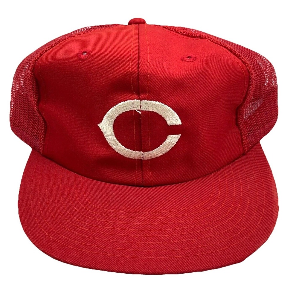 Vintage Cincinnati Reds Hat Cap Snap Back Trucker Mesh 90s Y2K Deadstock Plain